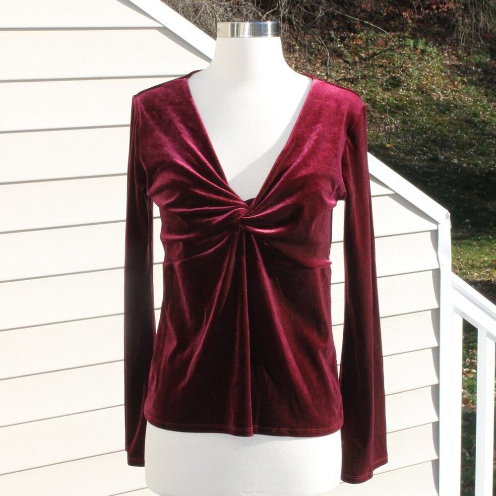 Kokoon Women's Velvet Blouse Whimsigoth Vamp Witch Burgundy Wine Size M